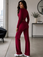 Ensemble 2 Pièces Haut Manches Longues & Pantalon Taille Haute