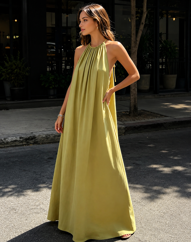 Robe Maxi Col Halter Dos Nu