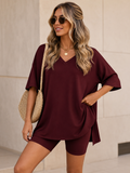 Ensemble 2 Pièces T-Shirt Col V & Short