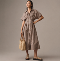 Robe Chemise Rayée Mi-Longue