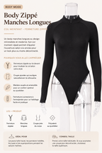 Body Zippé Manches Longues | Col Modulable