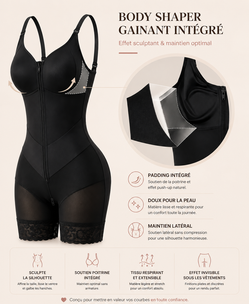 Body Sculptant Zippé | Galbe Naturel
