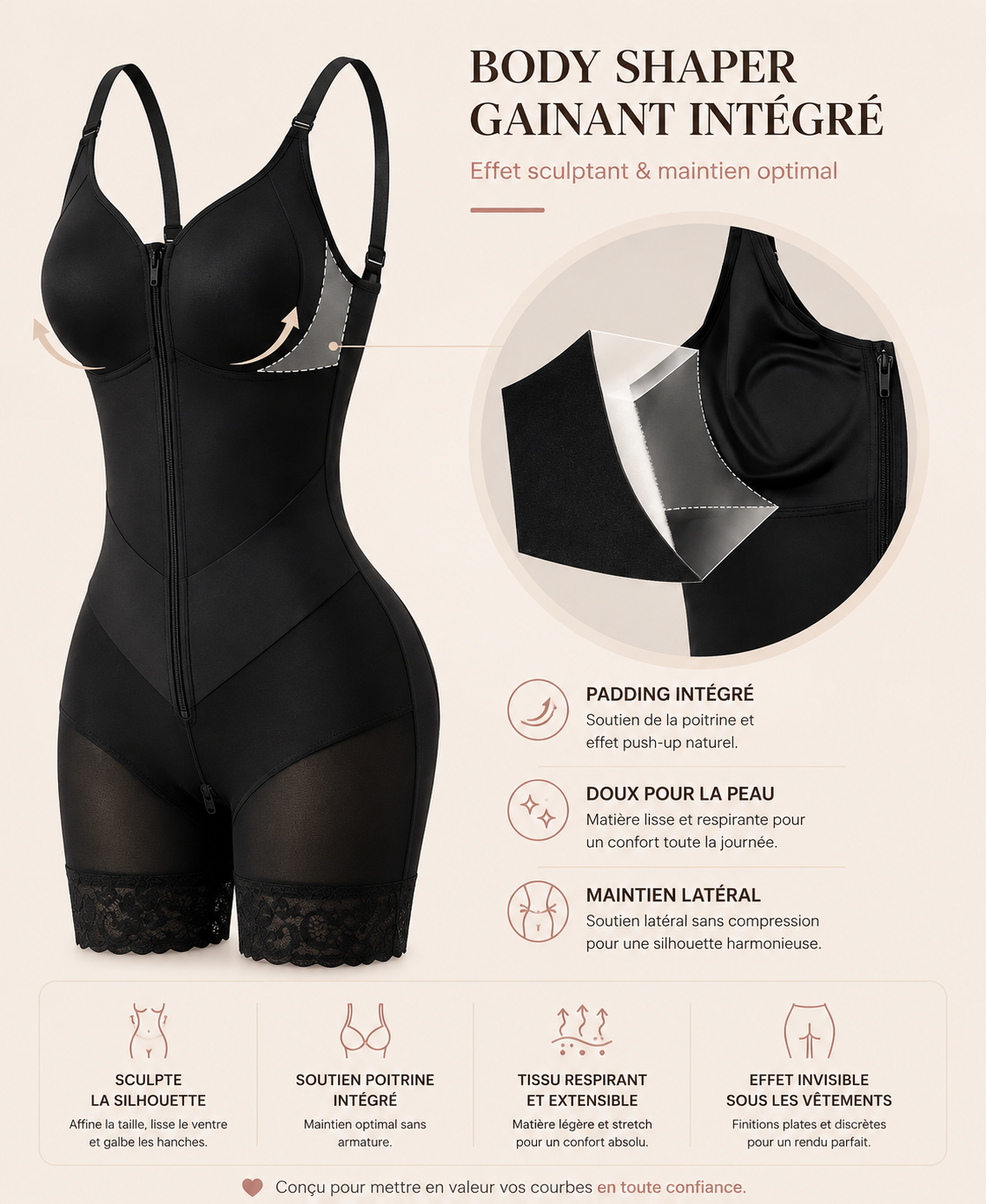 Body Sculptant Zippé | Galbe Naturel