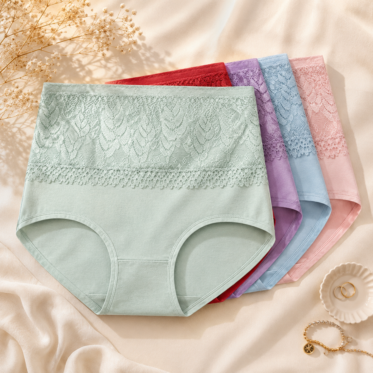 Culotte Taille Haute en Coton | Lot de 5