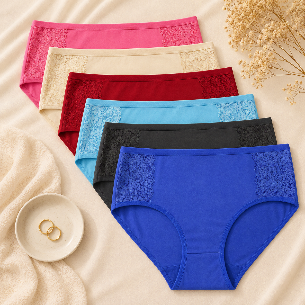 Culotte Taille Haute en Coton | Lot de 6