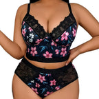 Ensemble de Lingerie Florale Grande Taille | Sans Armatures