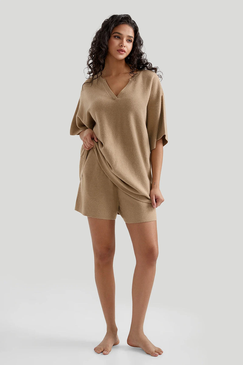 Ensemble 2 Pièces Blouse Col V & Short