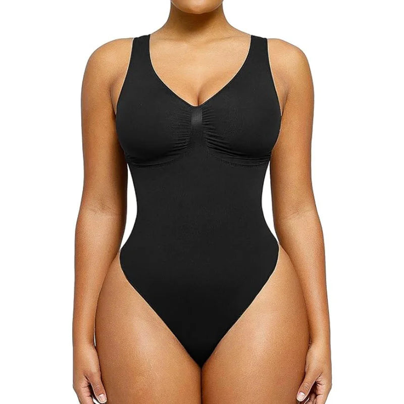 Body Sculptant Col V Froncé | Maintien Ferme