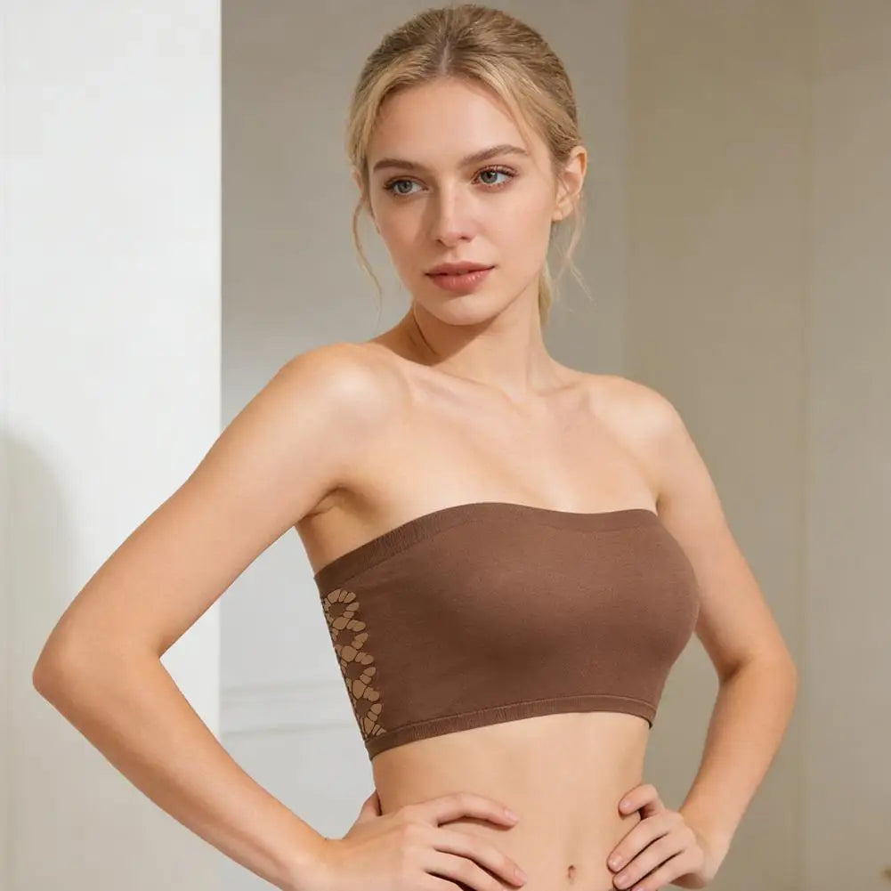 Soutien-gorge bandeau antidérapant à dos en dentelle