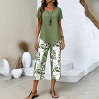 Ensemble 2 Pièces Haut Asymétrique & Pantalon Capri