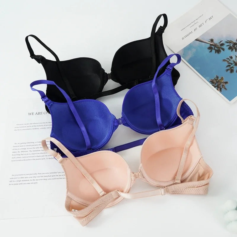 Soutien-gorge push-up dos nu à fermeture avant sans coutures