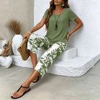 Ensemble 2 Pièces Haut Asymétrique & Pantalon Capri