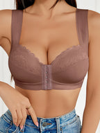 Soutien-gorge sans armatures à fermeture avant et dos lissant
