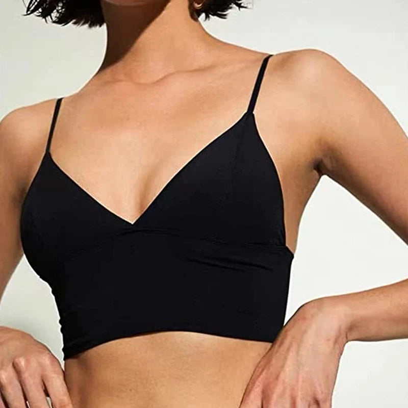 Soutien-gorge dos nu en soie glacée à bretelles amovibles