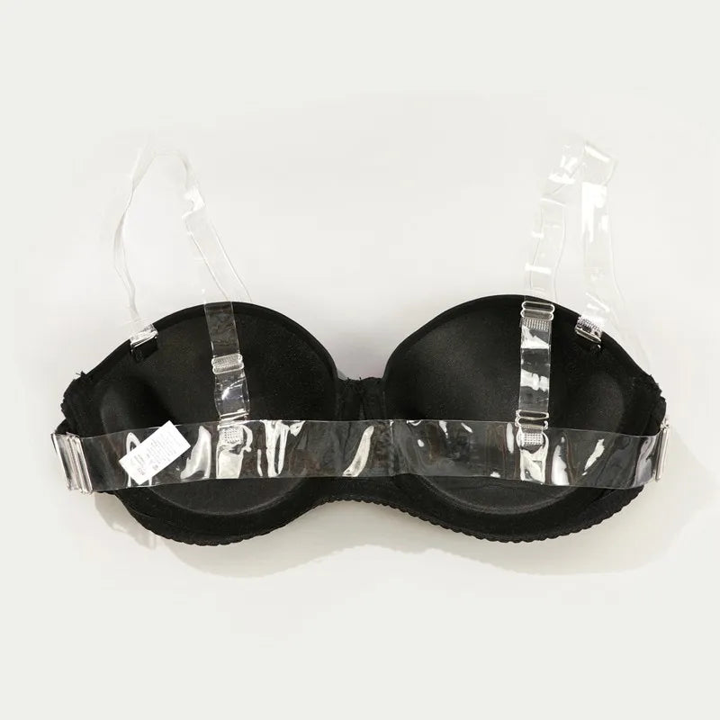 Soutien-gorge push-up invisible à bretelles transparentes