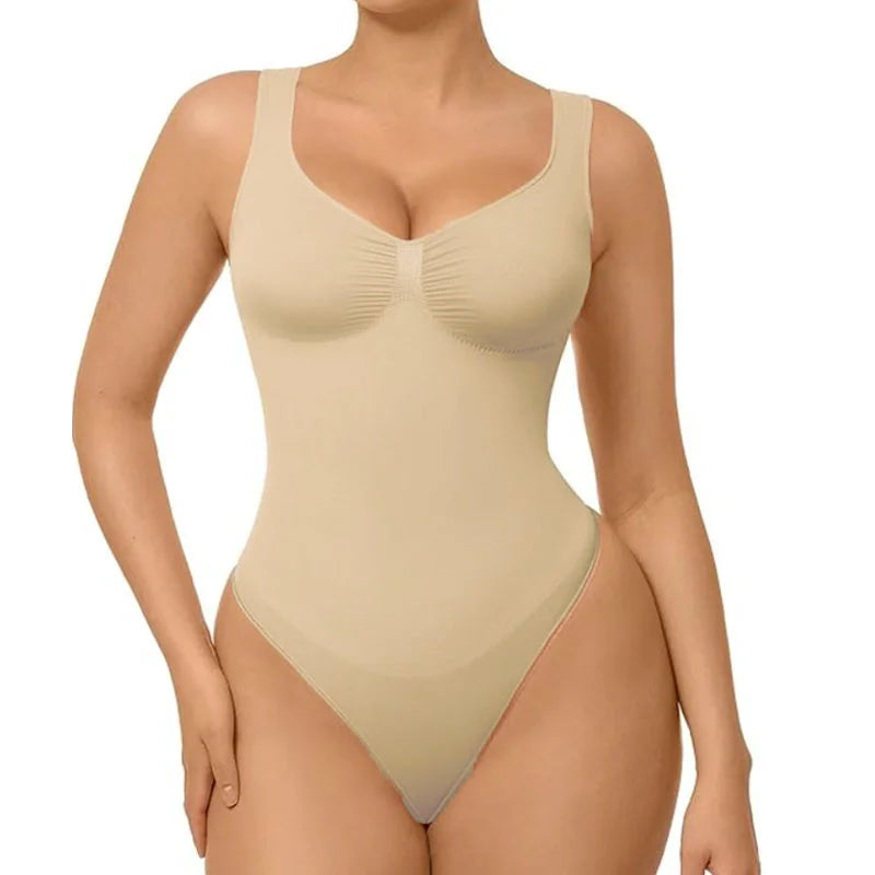 Body Sculptant Col V Froncé | Maintien Ferme