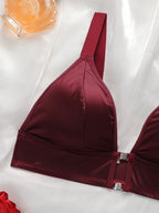 Soutien-gorge push-up satiné à fermeture avant et décolleté en V