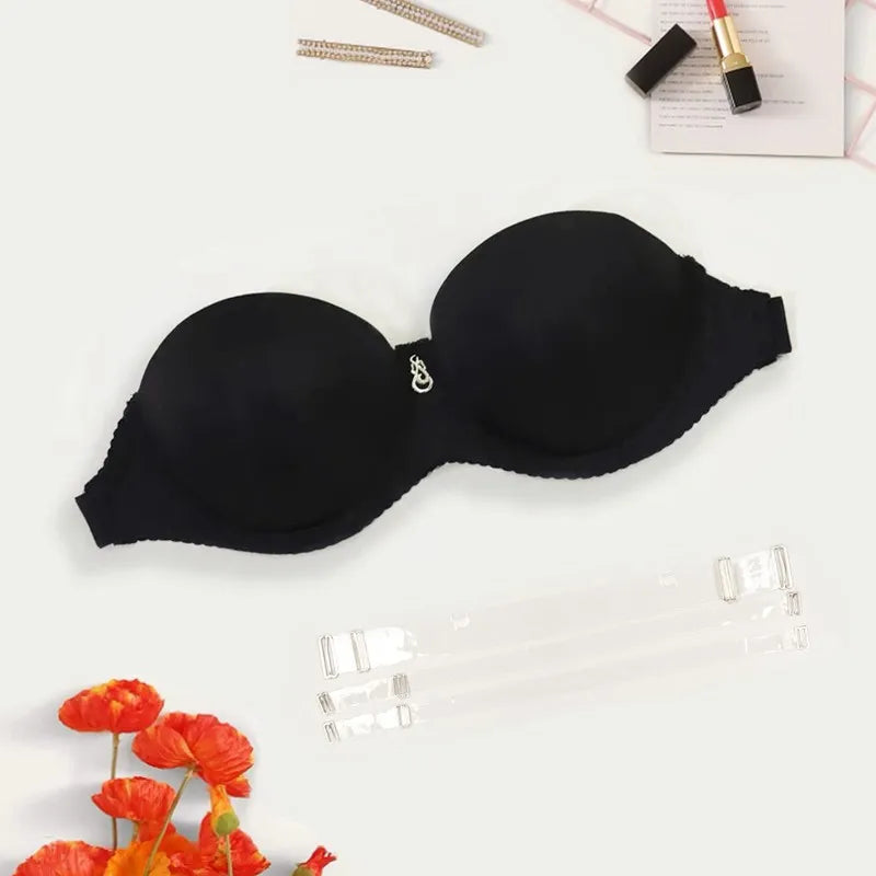 Soutien-gorge push-up invisible à bretelles transparentes