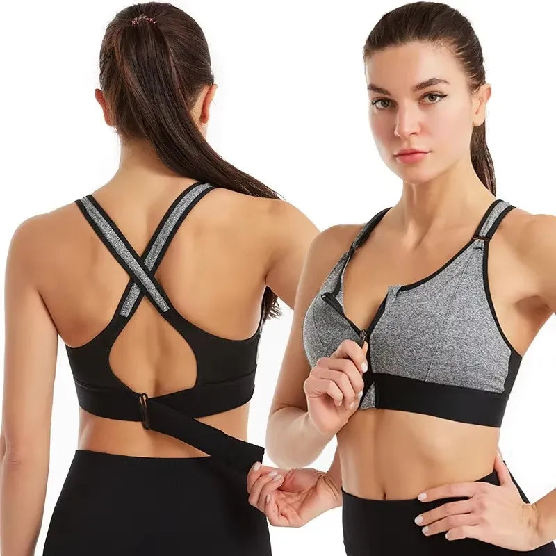 Brassière de sport respirante à fermeture avant réglable