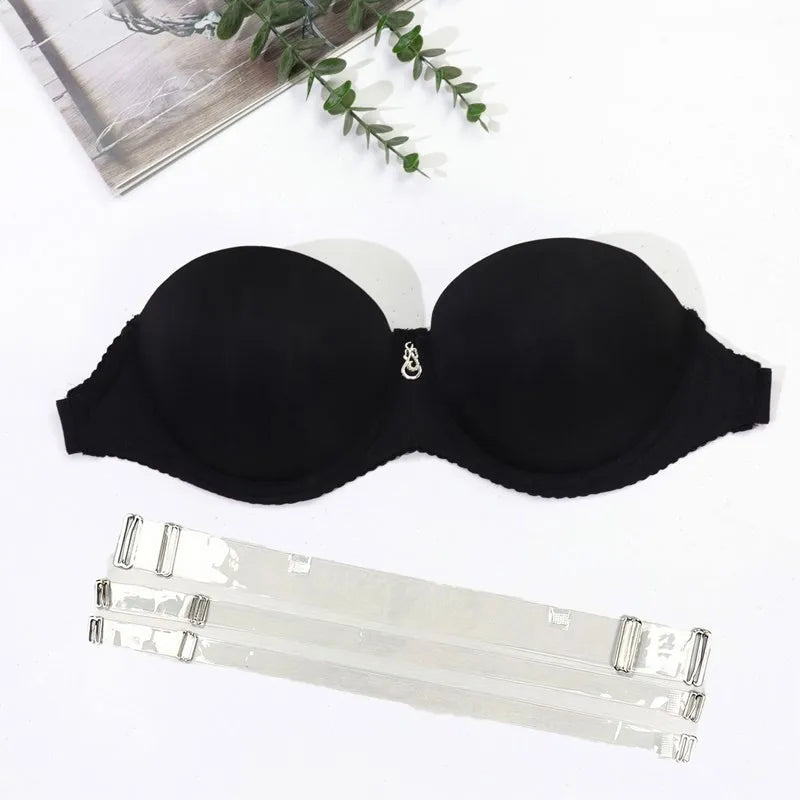 Soutien-gorge push-up invisible à bretelles transparentes