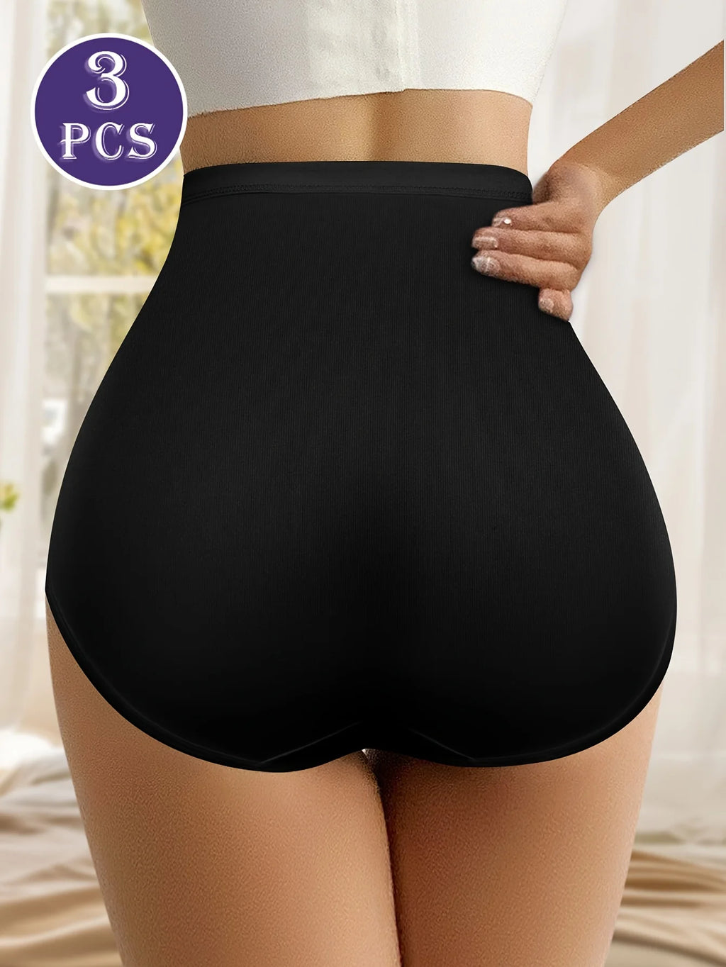 Culotte taille haute en maille sans coutures, lot de 3 culottes