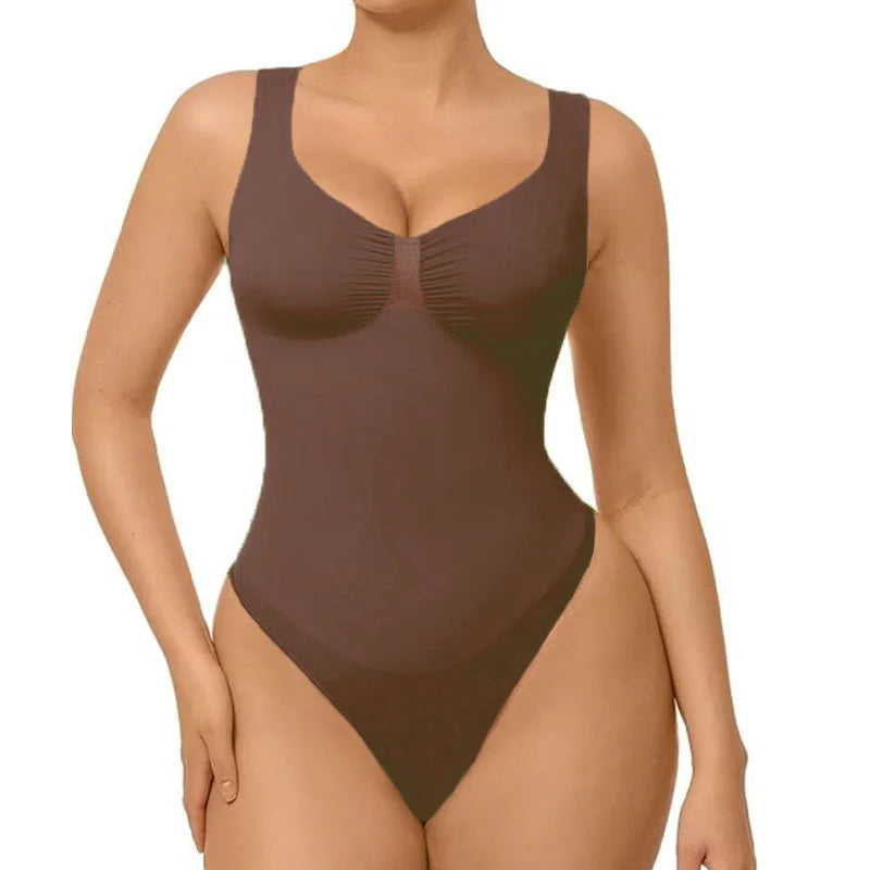 Body Sculptant Col V Froncé | Maintien Ferme