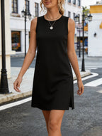 Robe Courte Sans Manches Fente Latérale