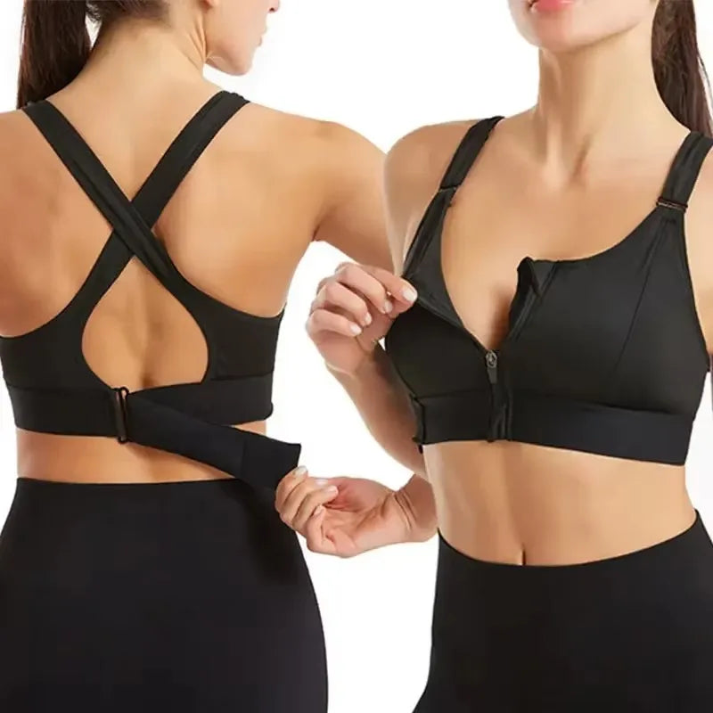 Brassière de sport respirante à fermeture avant réglable