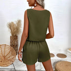 Ensemble 2 Pièces Chemise Sans Manches & Short