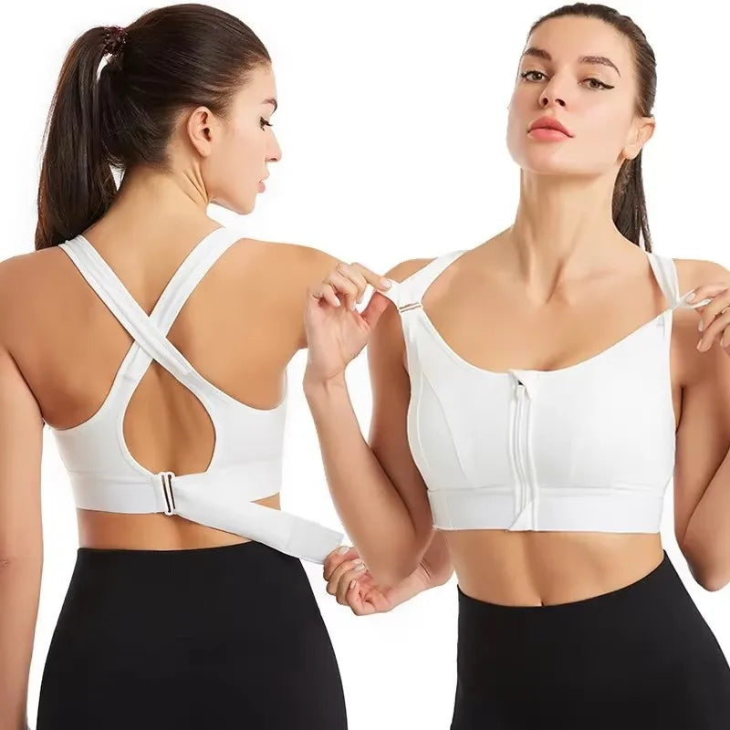 Brassière de sport respirante à fermeture avant réglable